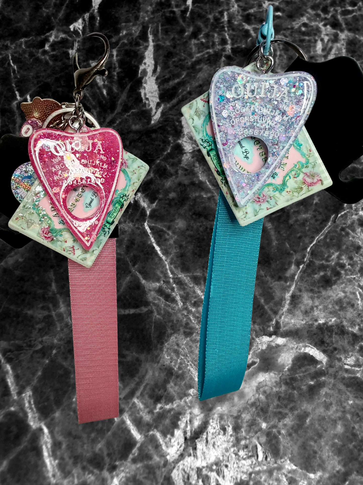 Ouija Board Keychain with Wristlet and Spooky Charms