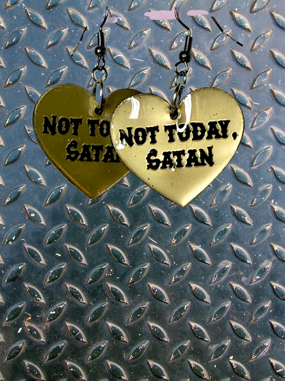 Not Today Satan Heart Earrings