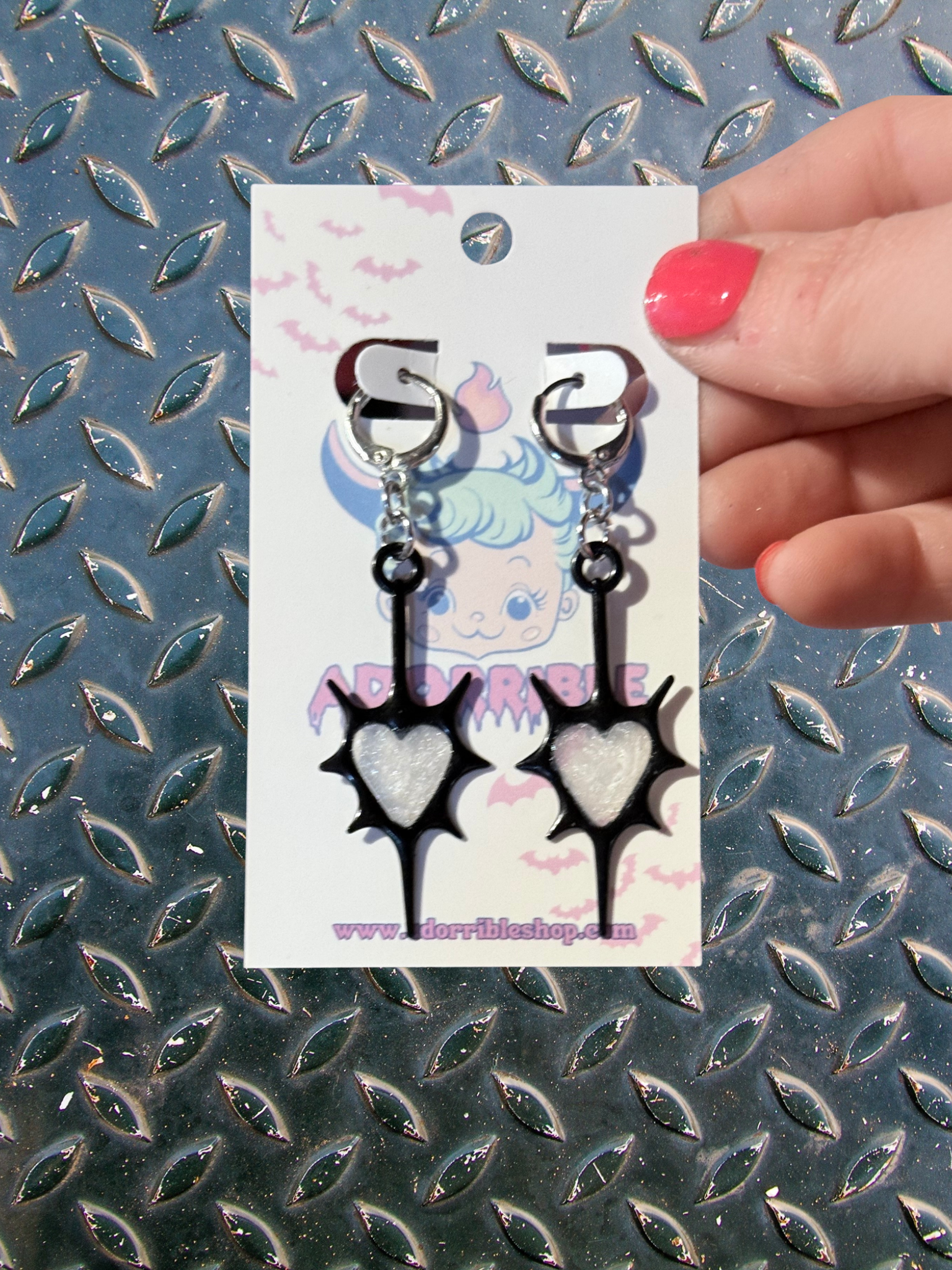 Black Spiky Heart Earrings