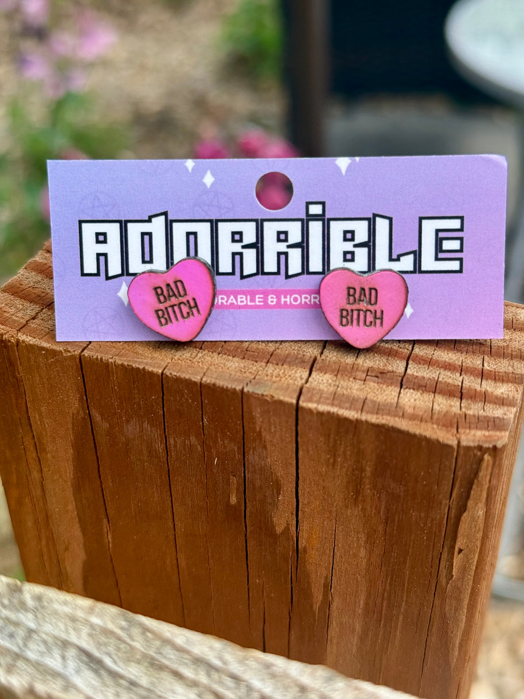 Sassy Sayings Heart Studs - Adorrible