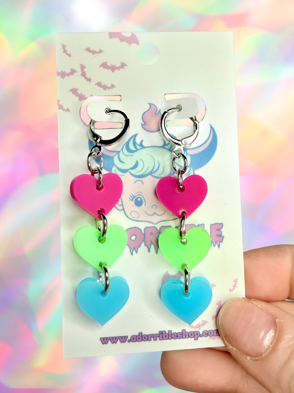 LGBTQ Long Dangle Heart Earrings