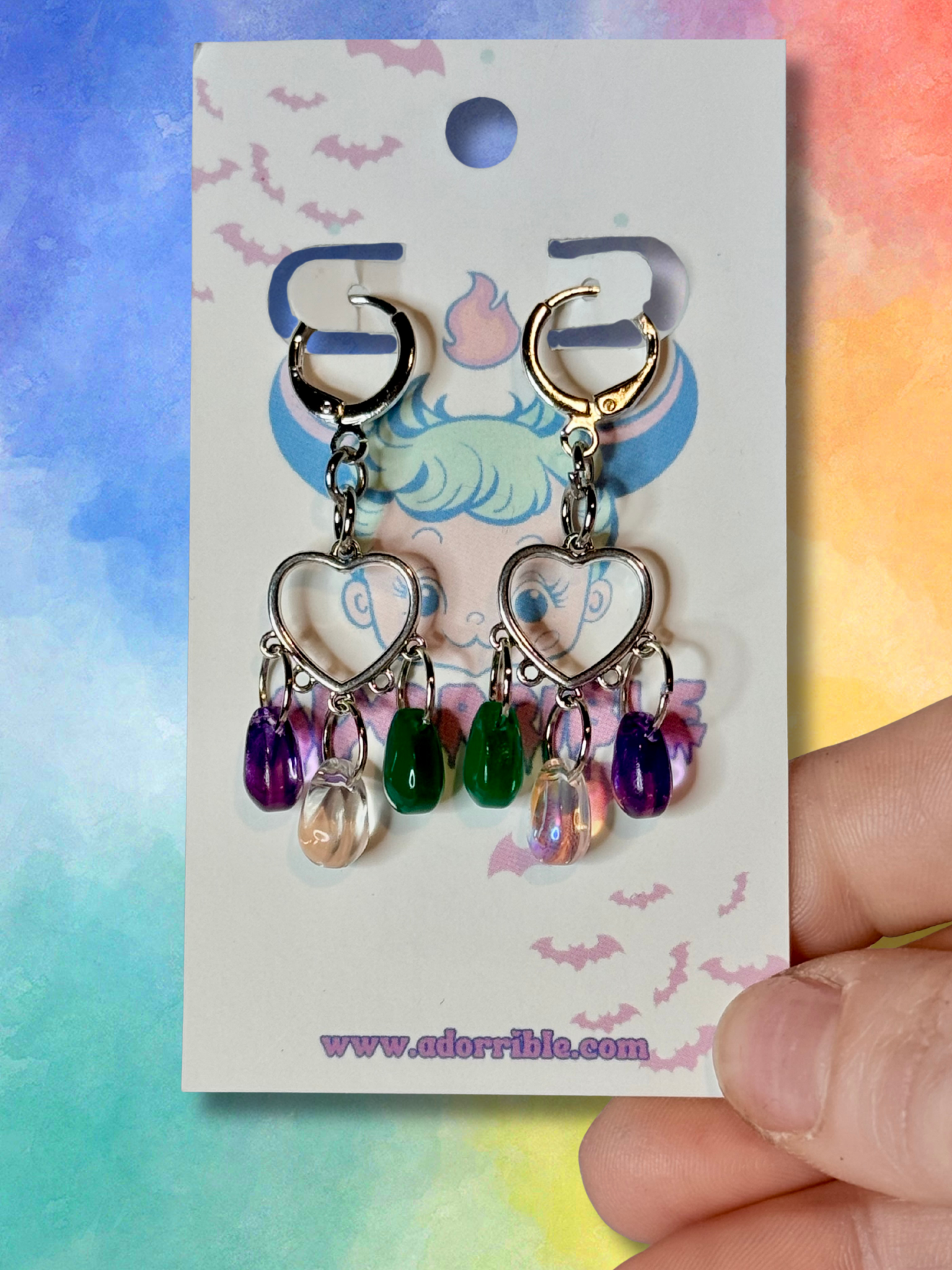 LGBTQ Pride Heart Chandelier Earrings