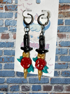 Rose Dagger Traditional Tattoo Inspired Polymer Clay Earrings - Adorrible