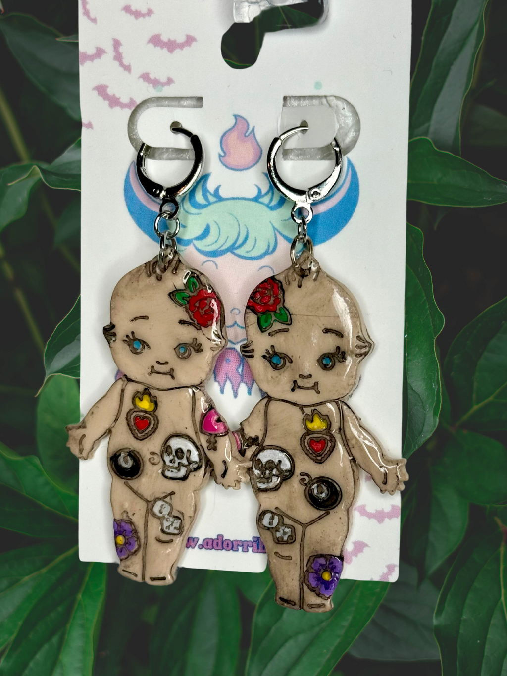 Tattoo Kewpie Baby Earrings