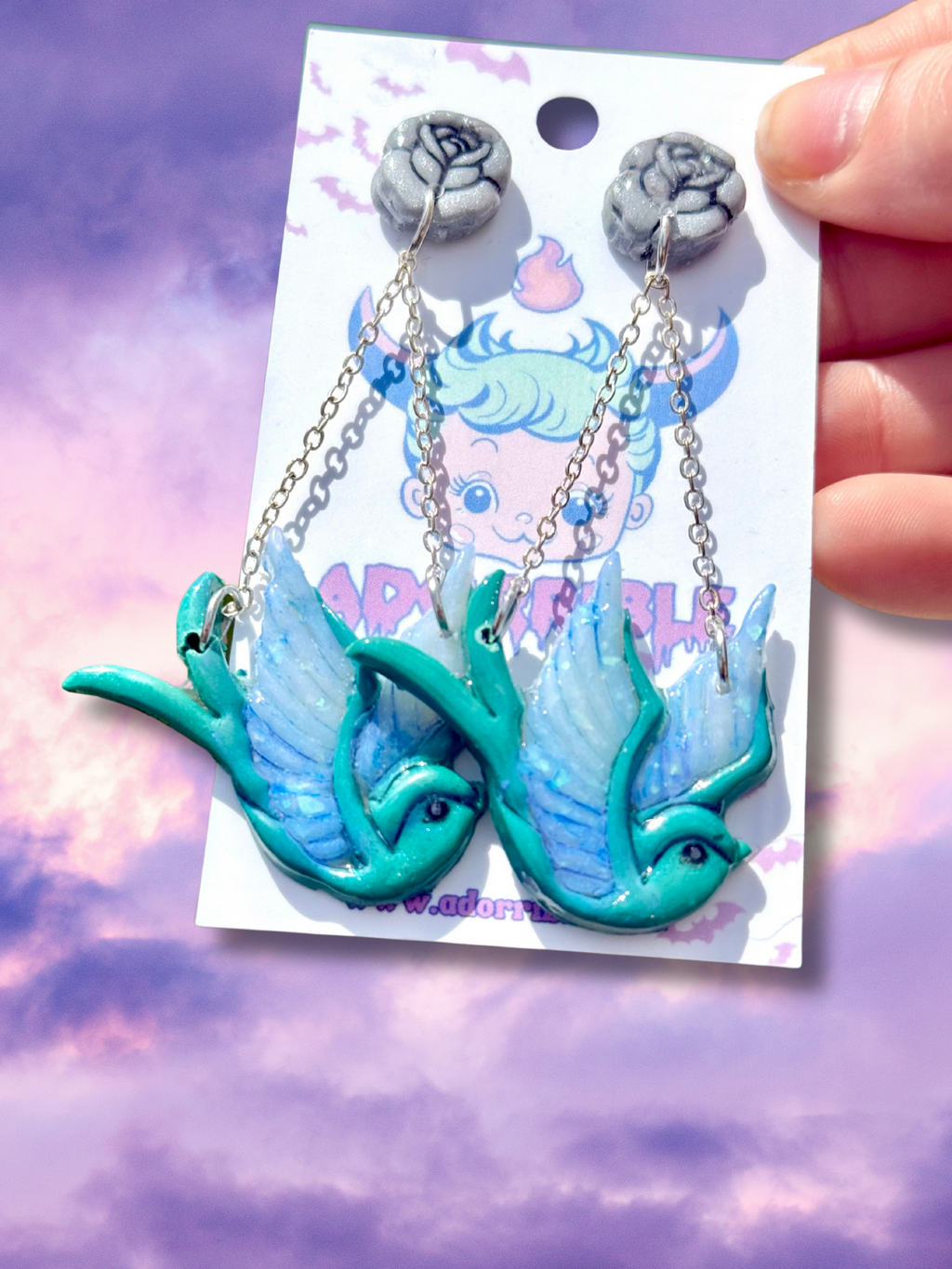 Swallow Bird Traditional Tattoo Inspired Earrings - Adorrible