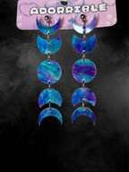 Adorrible Moon Phases earrings featuring silver crescent and full moon designs on elegant hooks.