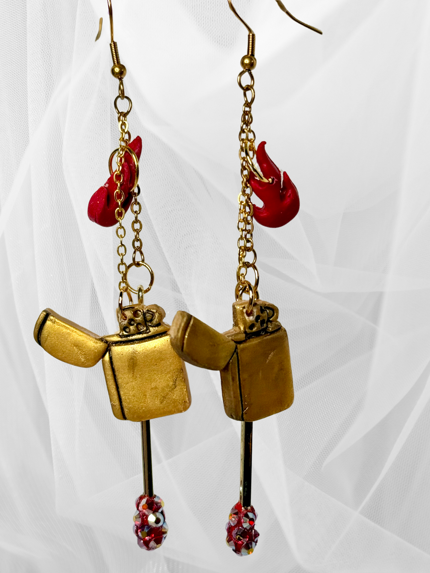 Lighter/Matchstick Long Dangle Earrings