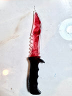 Adorrible Halloween horror movie blood red resin decorative fake knife, detailed fake knife for spooky decor, made to order.
