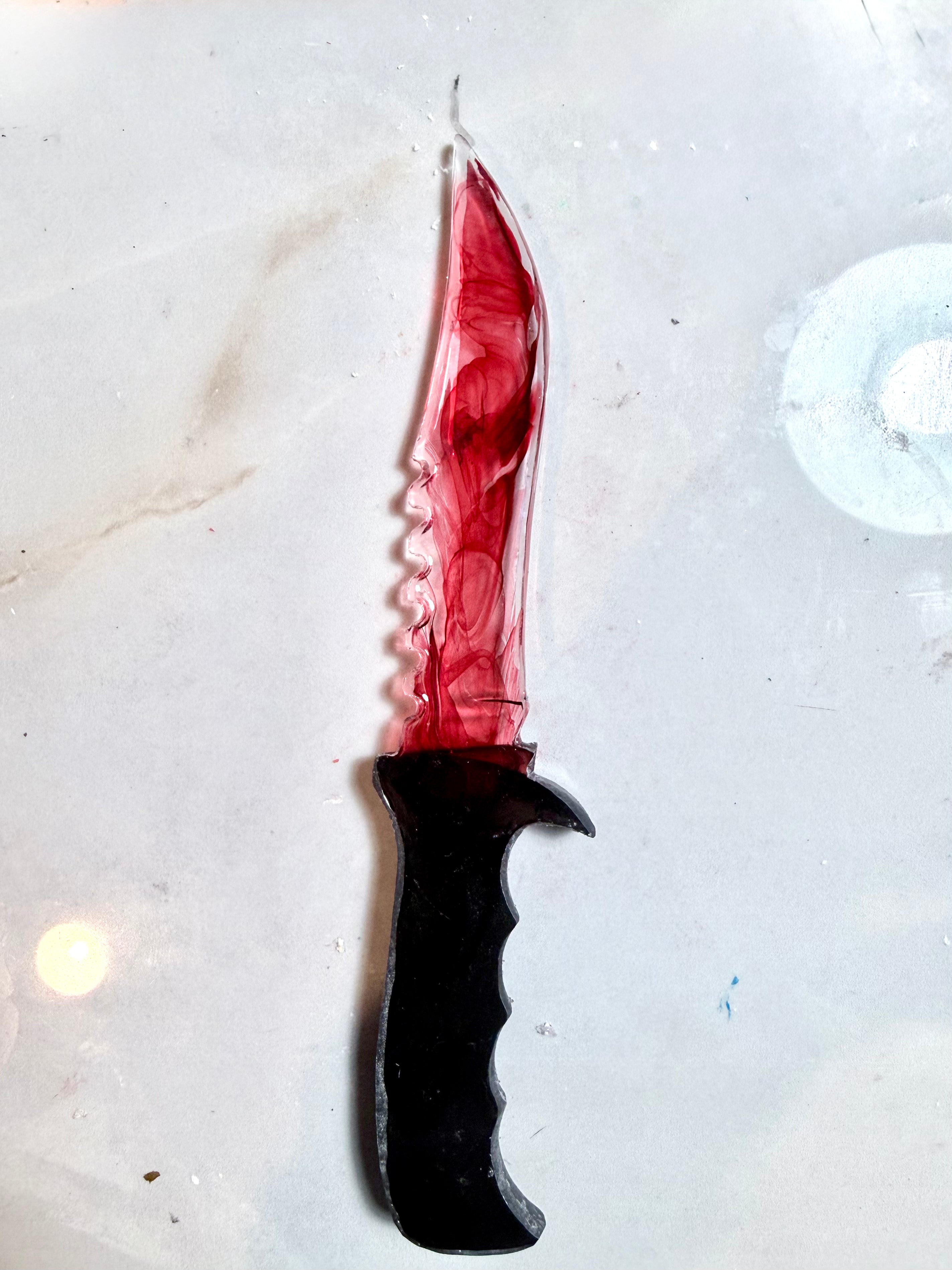 Adorrible Halloween horror movie blood red resin decorative fake knife, detailed fake knife for spooky decor, made to order.