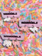Adorrible animal cookies dangle earrings featuring colorful cookie shapes with cute, playful design on silver hooks.