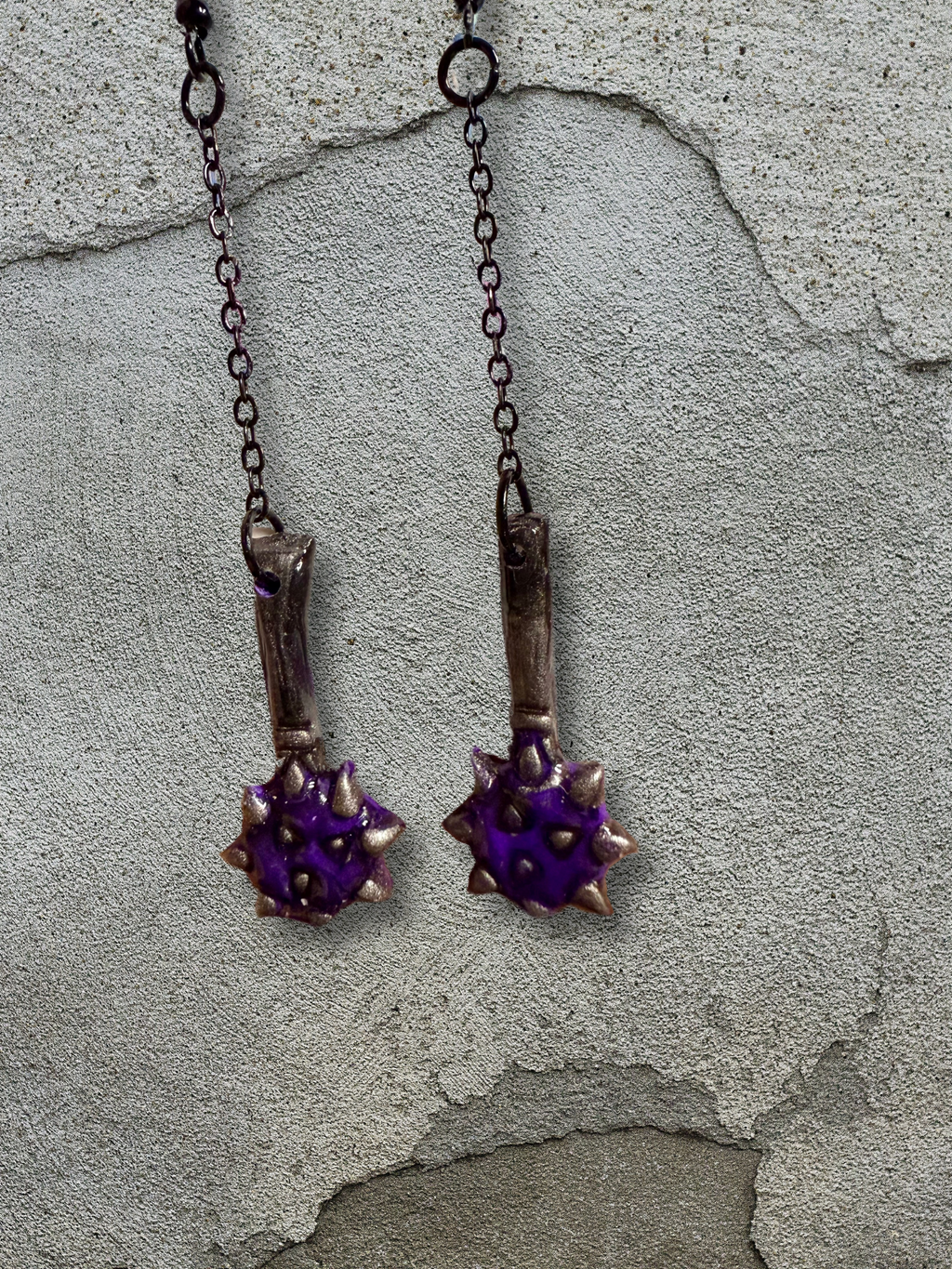 Clay Long Dangle Mace Earrings