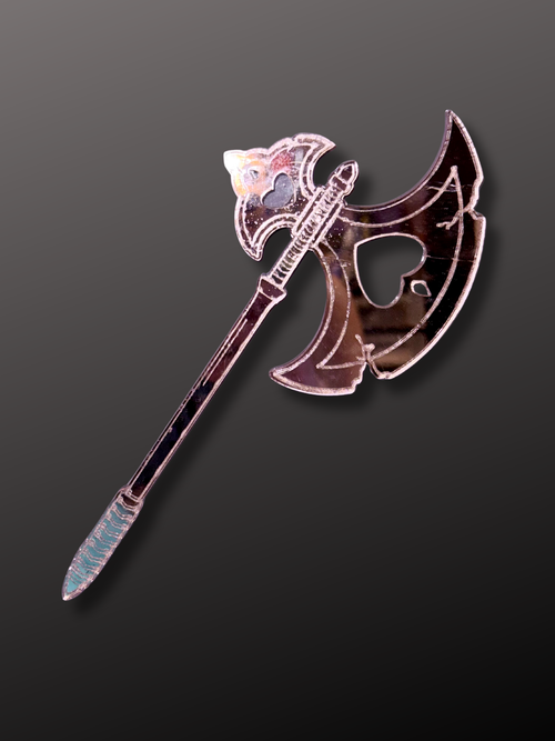 Adorrible battle axe wall art wall hanging with detailed metallic design and rustic finish, ideal for medieval or fantasy decor.