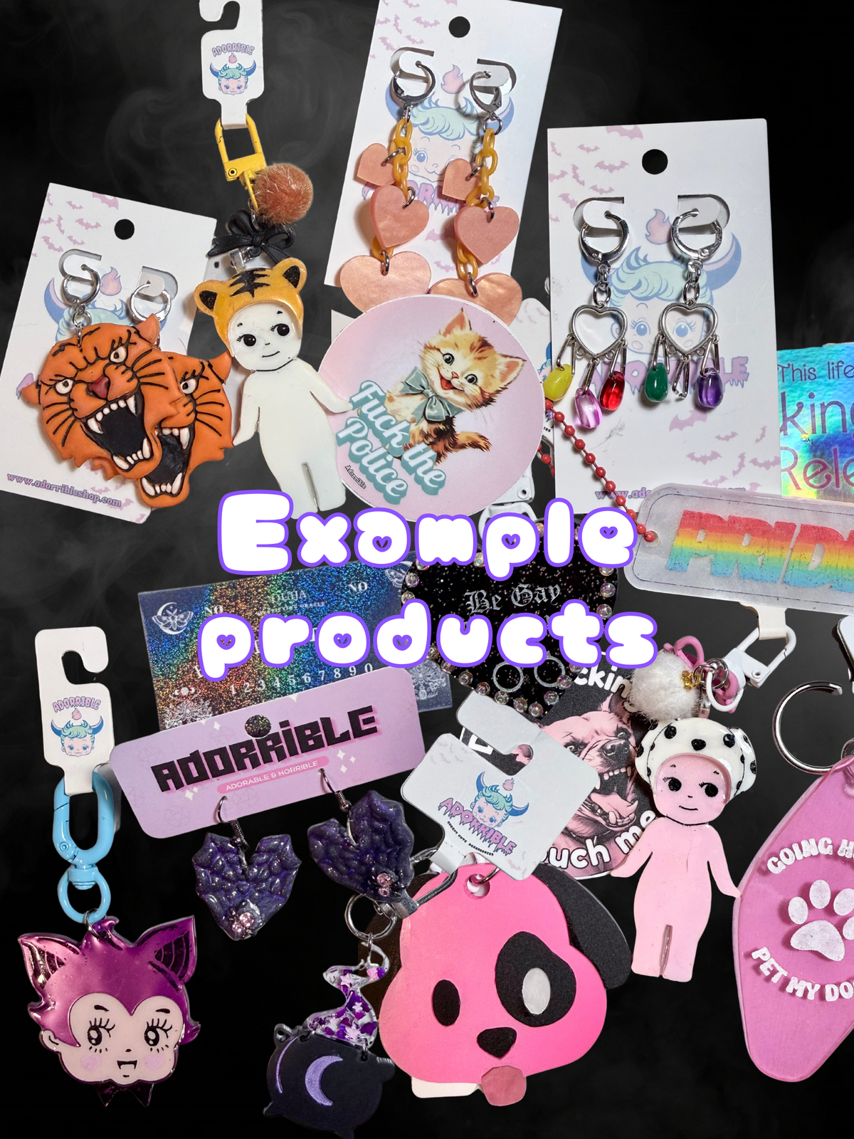 Adorrible mystery grab bags featuring assorted surprise items in colorful packaging, designed for fun and excitement.