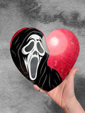 I Heart Ghostface acrylic wall art wall hanging by Adorrible featuring a bold design of Ghostface from Scream.