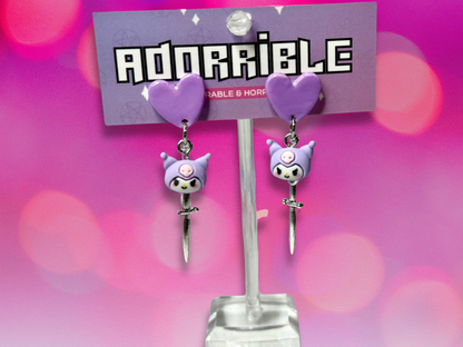 Kawaii Cutie Earrings with HK Characters and Metal Charms