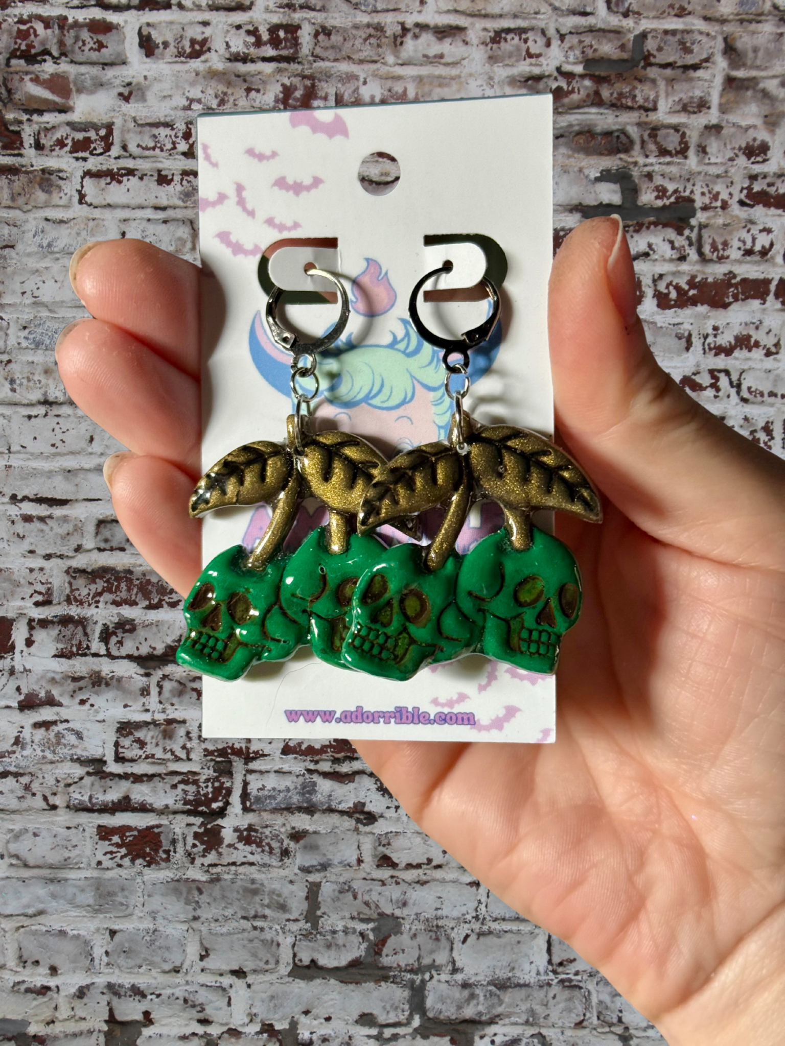 Scary Cherry Polymer Clay Skull Cherry Earrings - Adorrible