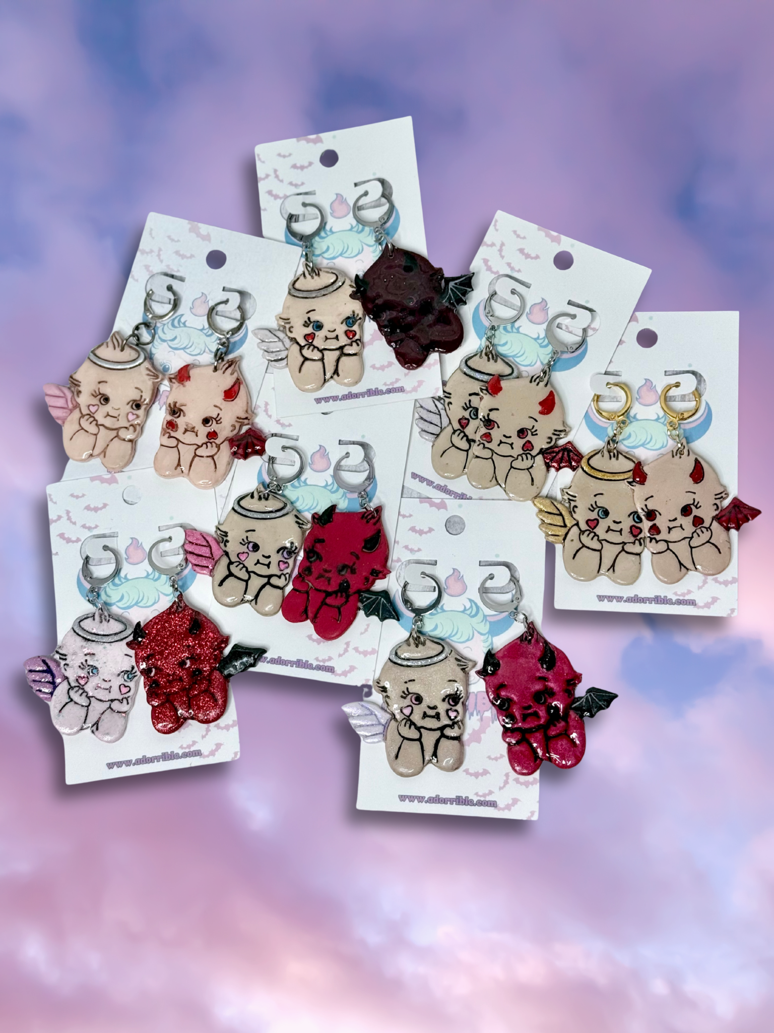 Angel vs Devil Kewpie Baby Doll Earrings