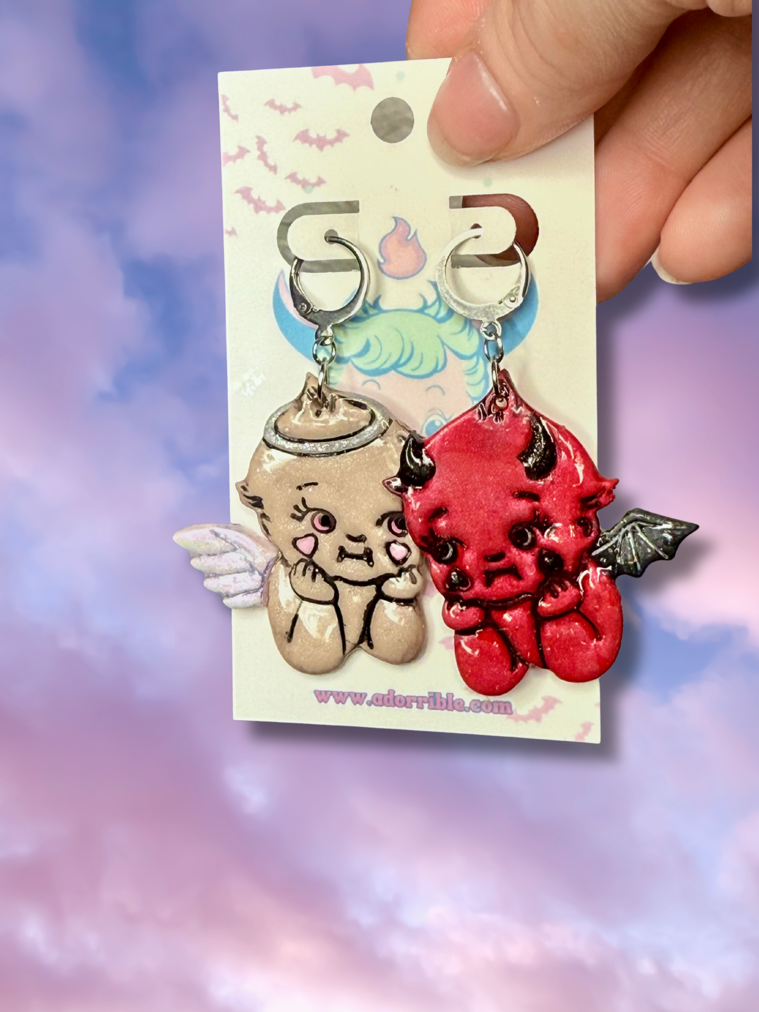 Angel vs Devil Kewpie Baby Doll Earrings