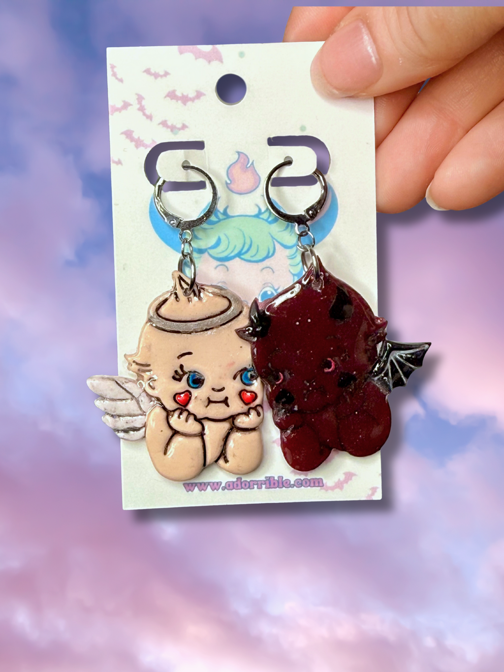 Angel vs Devil Kewpie Baby Doll Earrings