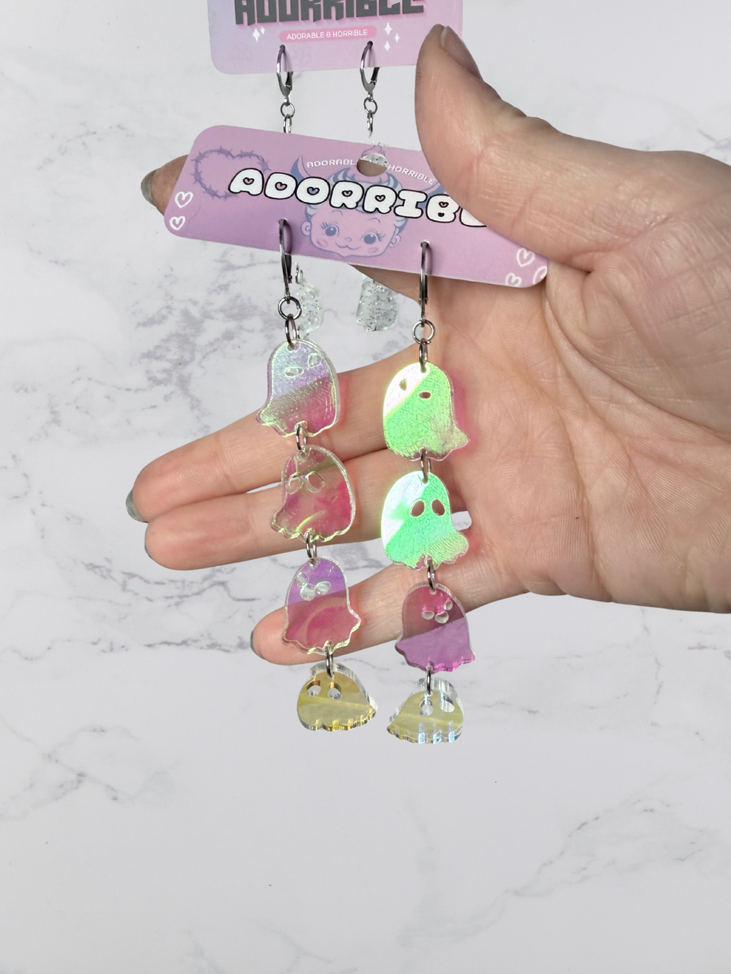 Ghosties Long Dangle Earrings.