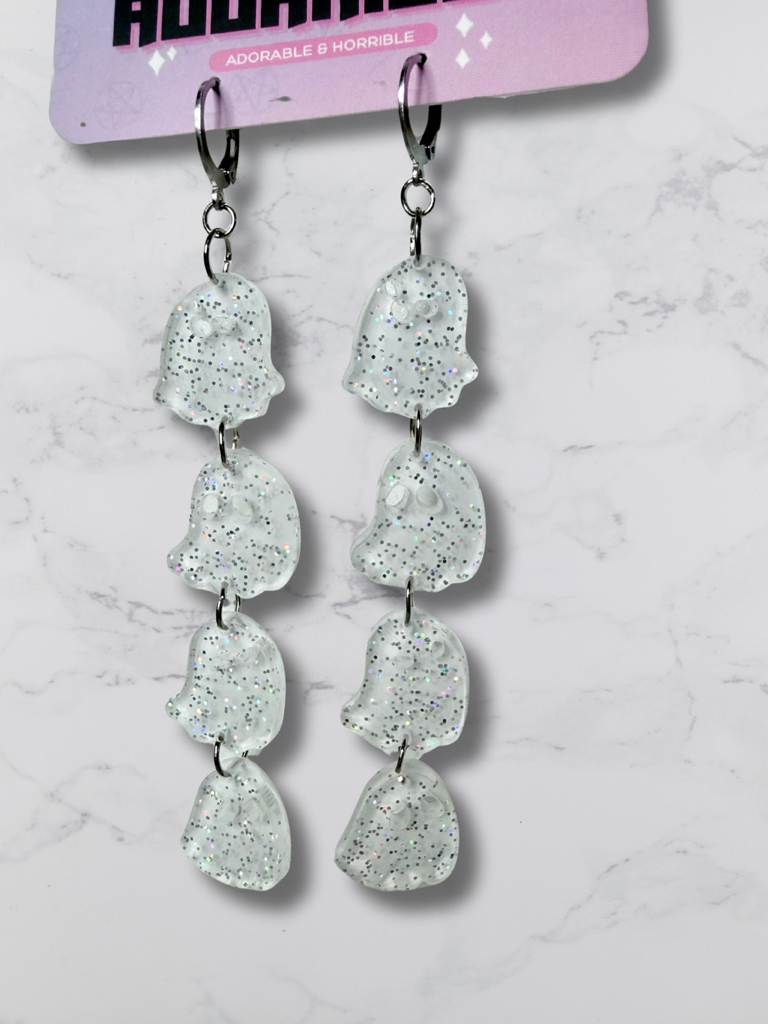 Ghosties Long Dangle Earrings.