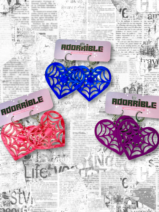 Heart Shaped Spiderweb Earrings