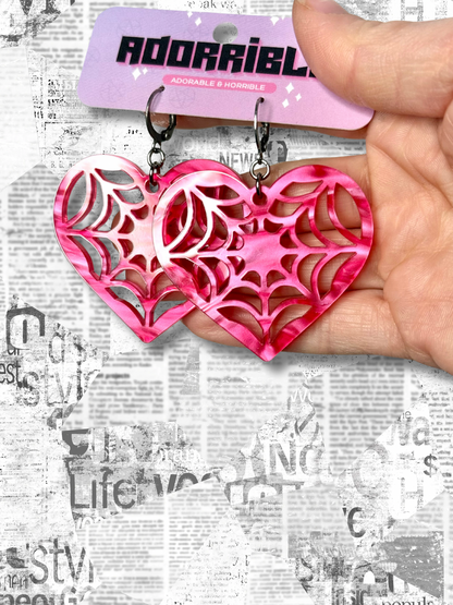 Heart Shaped Spiderweb Earrings