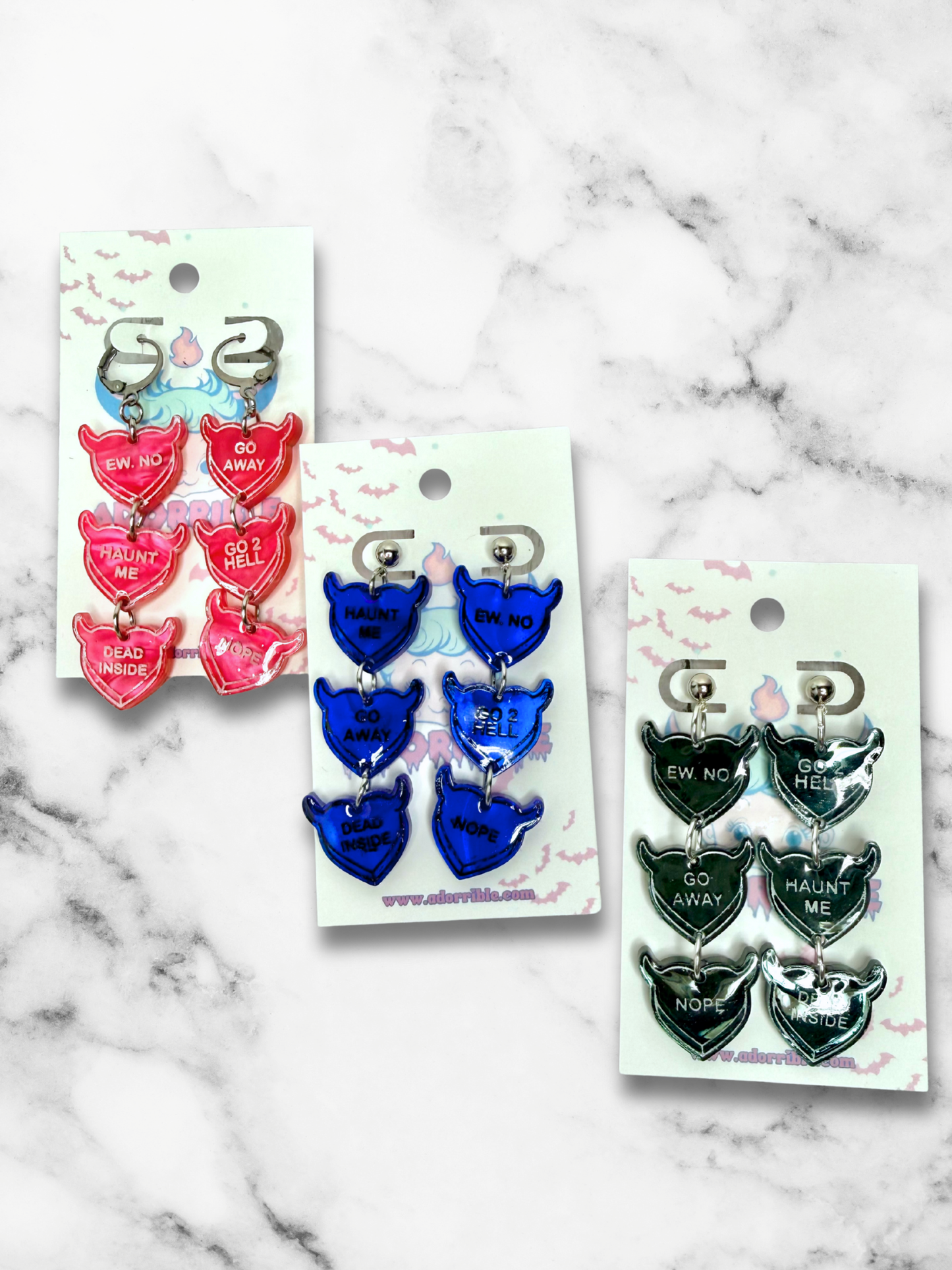 Devilish Conversation Heart Earrings