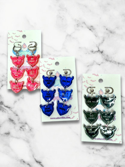 Devilish Conversation Heart Earrings
