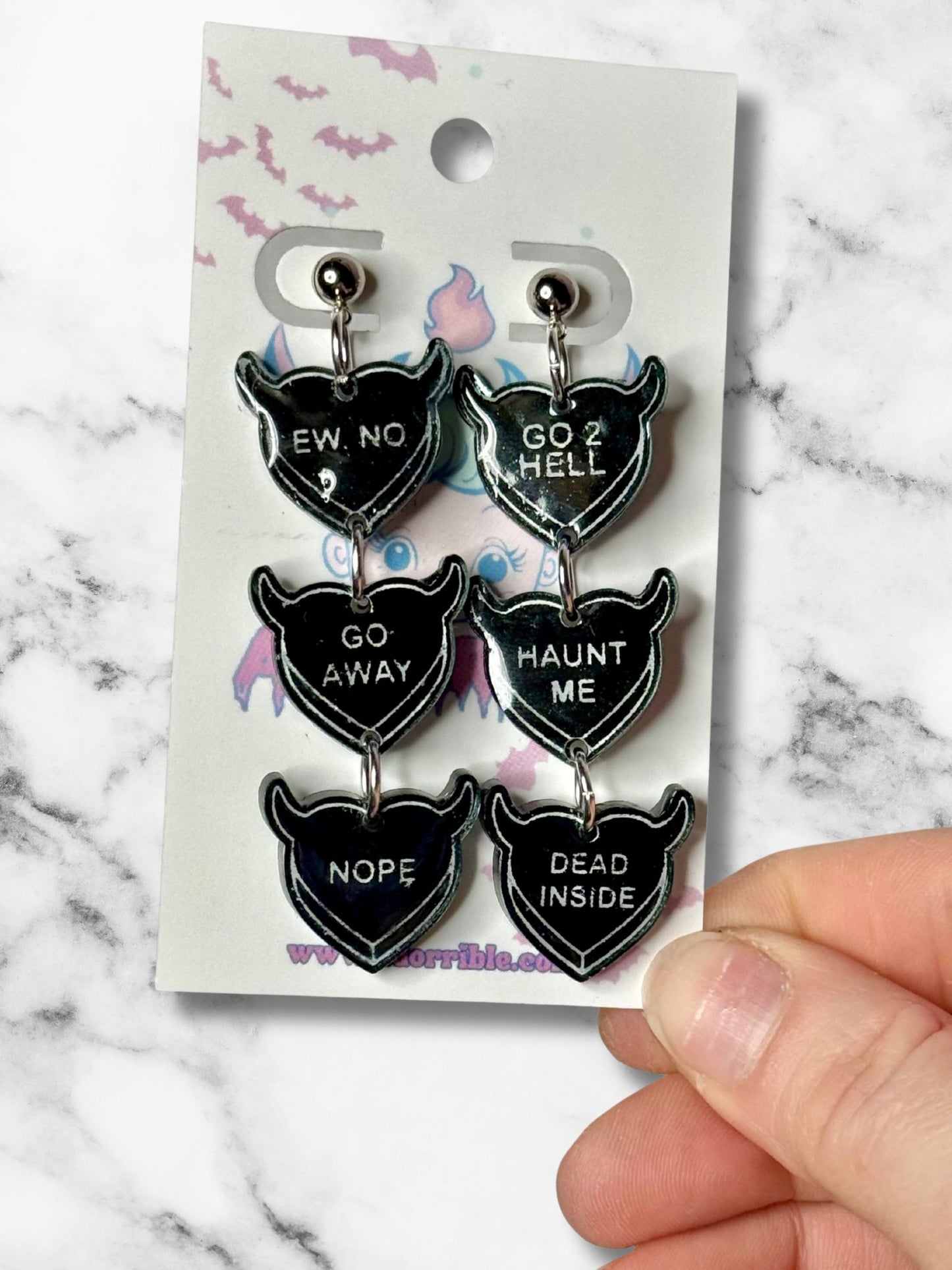 Devilish Conversation Heart Earrings