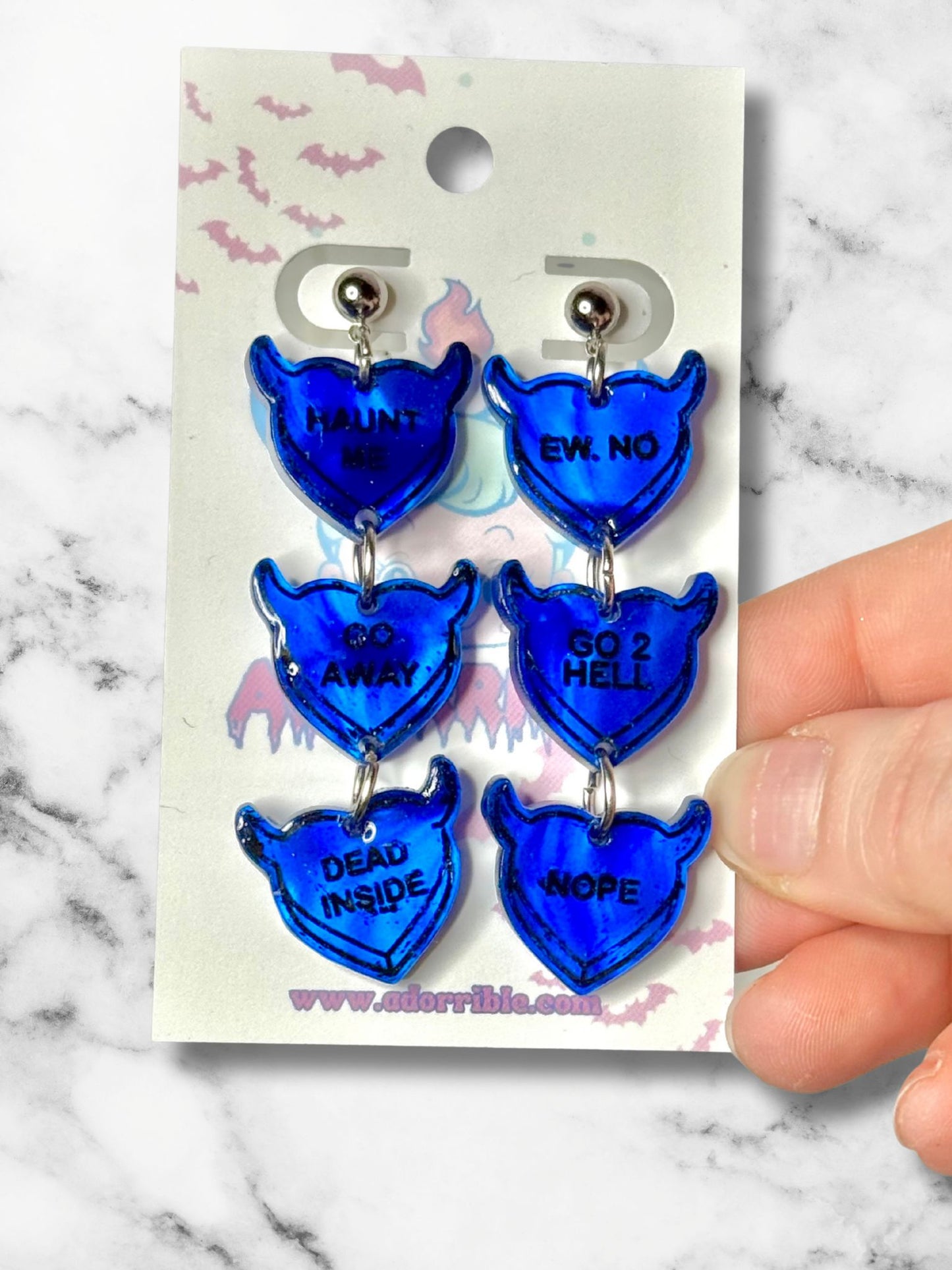 Devilish Conversation Heart Earrings