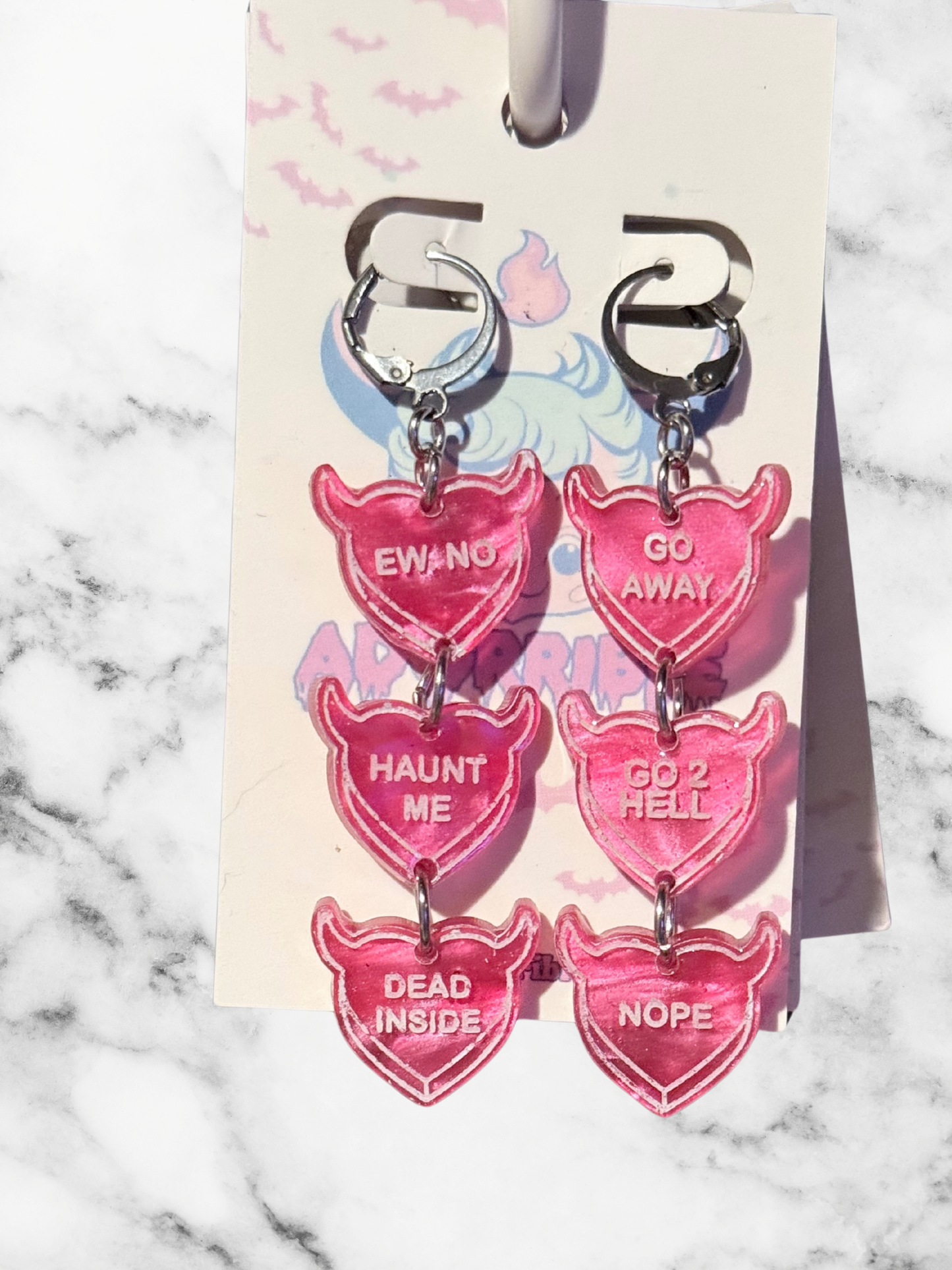 Devilish Conversation Heart Earrings