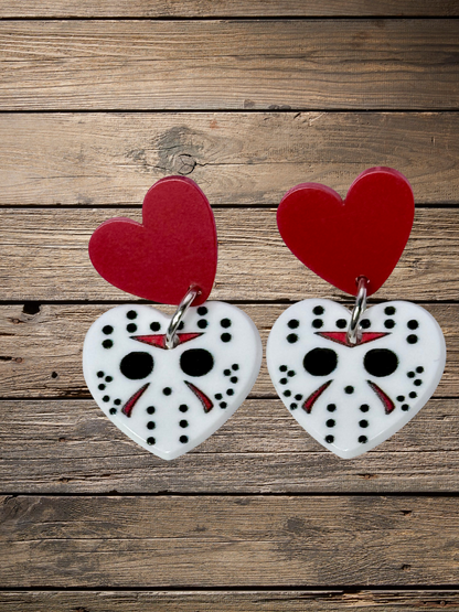 Horror Movie Heartshaped Dangly Earrings