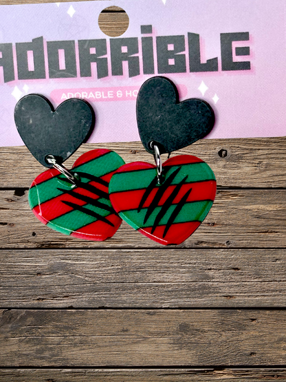 Horror Movie Heartshaped Dangly Earrings