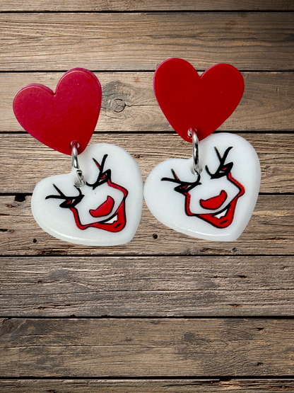 Horror Movie Heartshaped Dangly Earrings