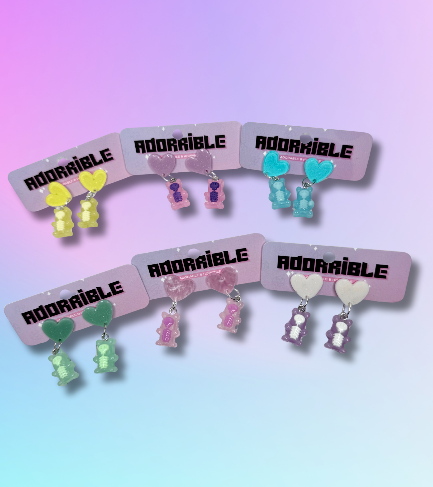 Electrified Skeleton Gummi Bear Dangle Earrings