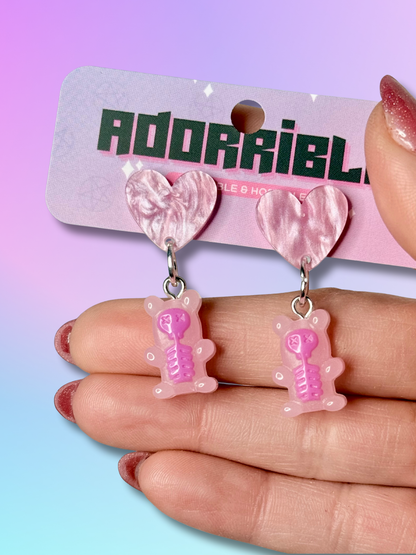 Electrified Skeleton Gummi Bear Dangle Earrings