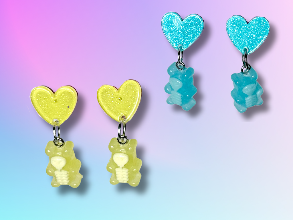 Electrified Skeleton Gummi Bear Dangle Earrings