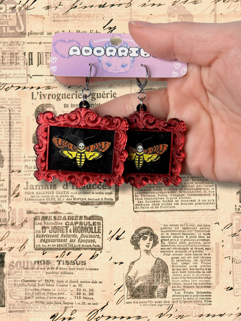 Death’s Head Moth Framed Earrings - Adorrible