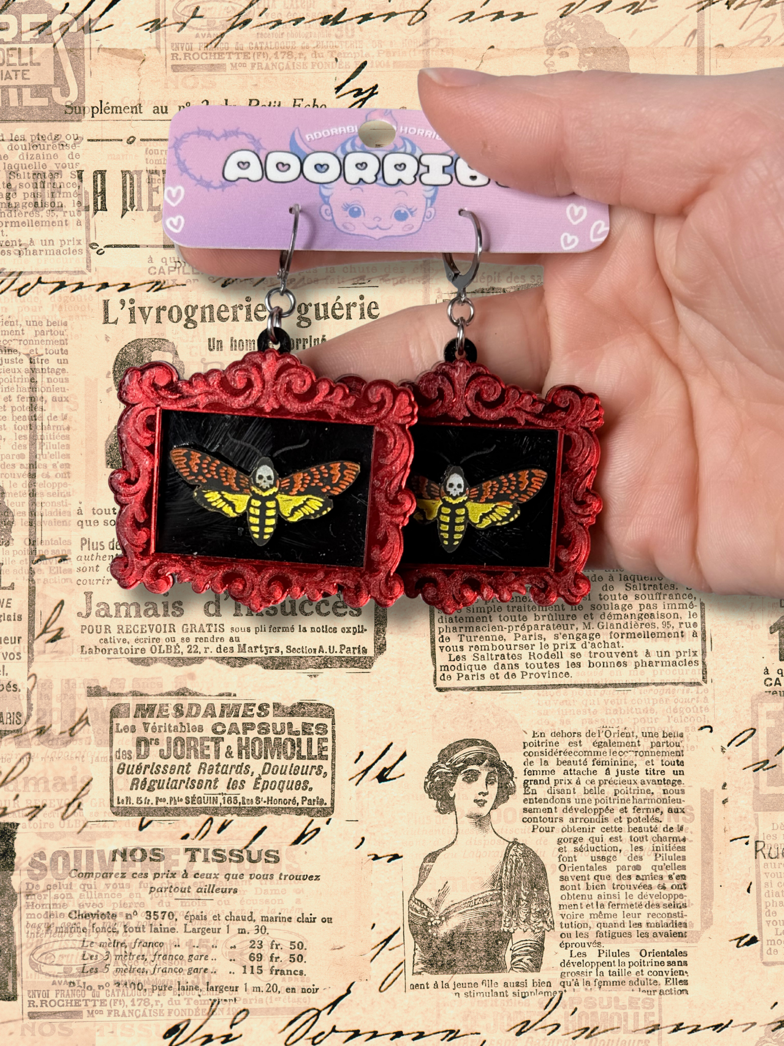 Death’s Head Moth Framed Earrings - Adorrible