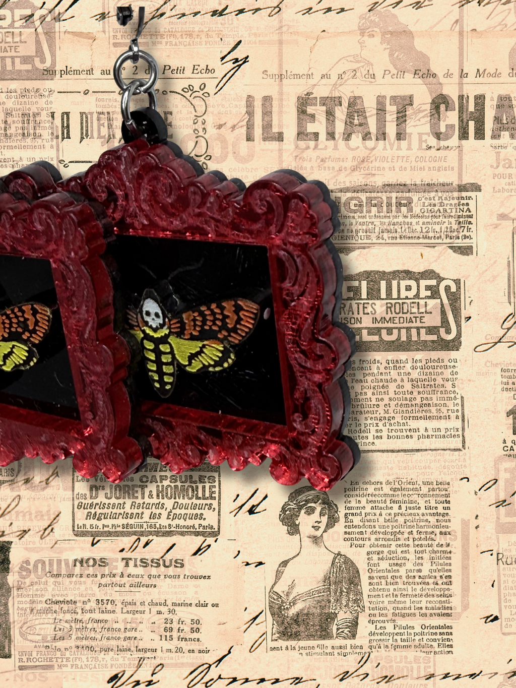 Death’s Head Moth Framed Earrings - Adorrible