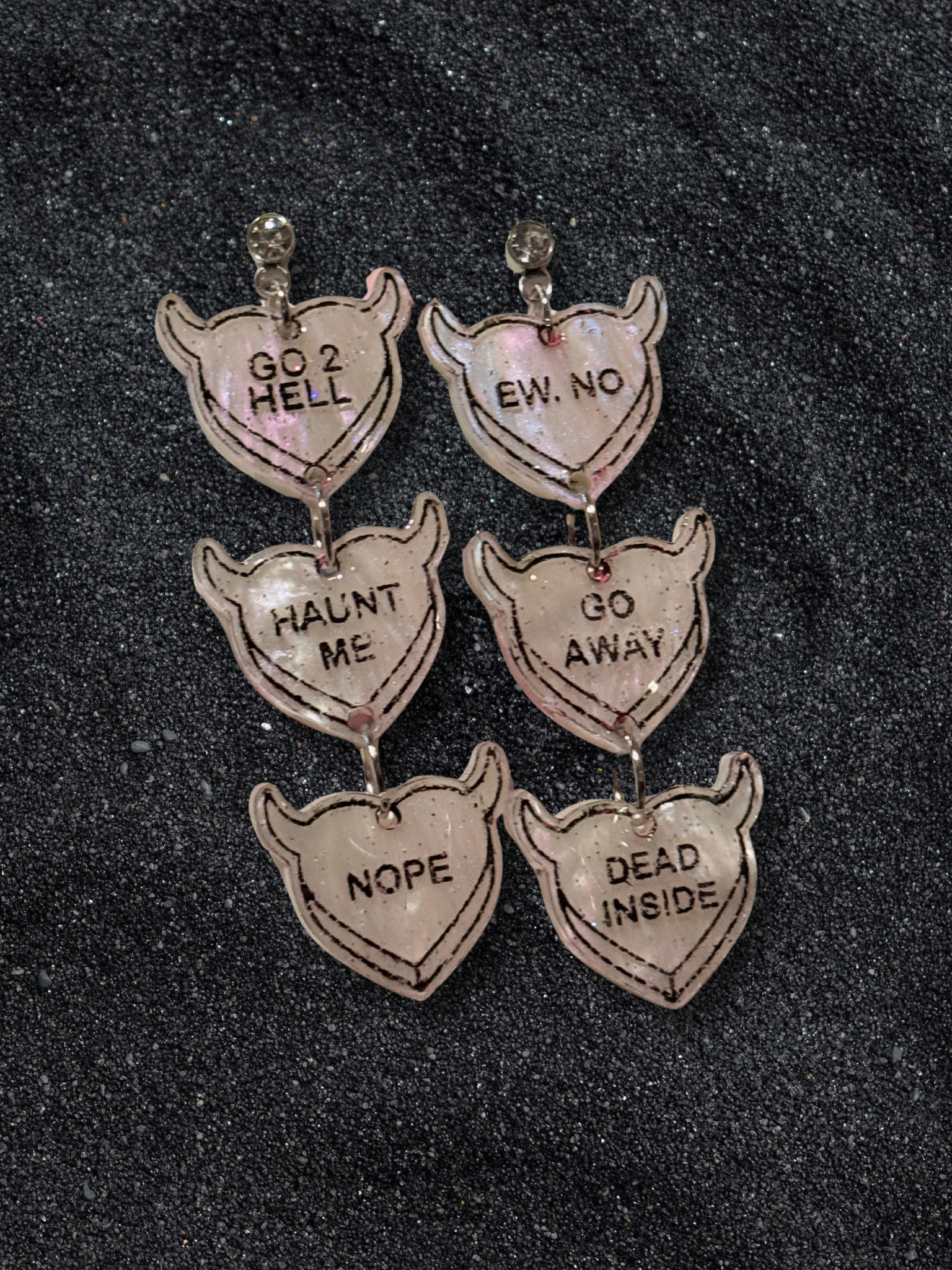 Devilish Conversation Heart Earrings - Adorrible