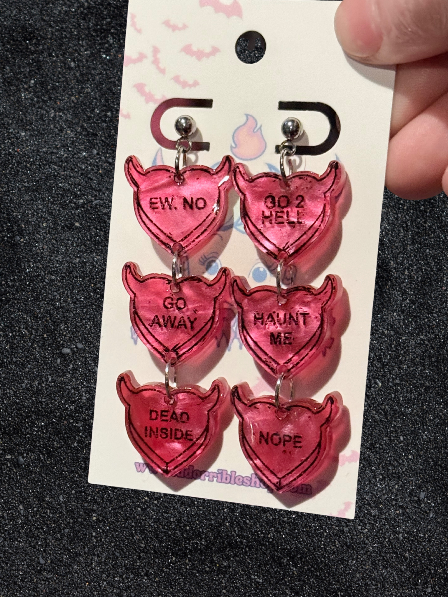 Devilish Conversation Heart Earrings - Adorrible