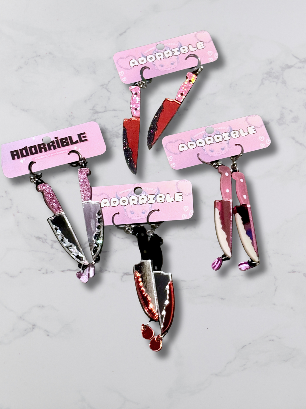 Dangle Dagger - Layered Bloody Knife Earrings - Adorrible