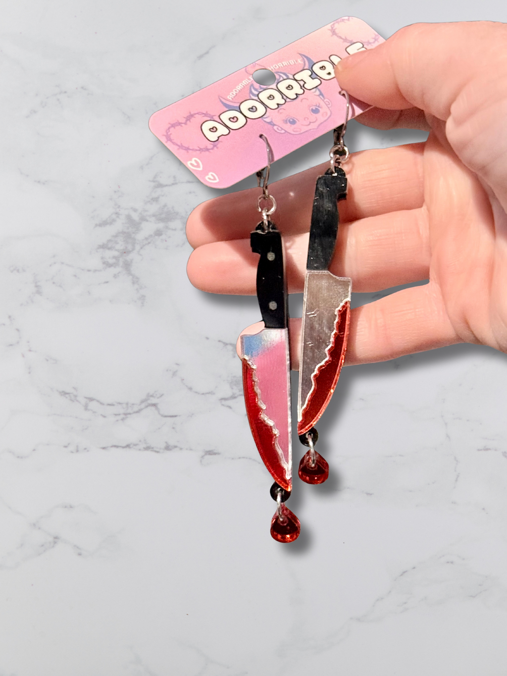 Dangle Dagger - Layered Bloody Knife Earrings - Adorrible