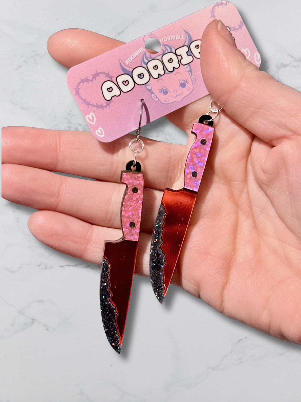 Dangle Dagger - Layered Bloody Knife Earrings - Adorrible