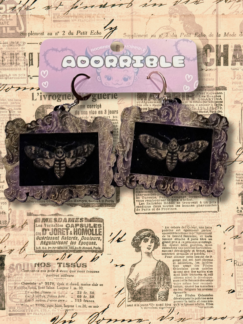 Death’s Head Moth Framed Earrings - Adorrible