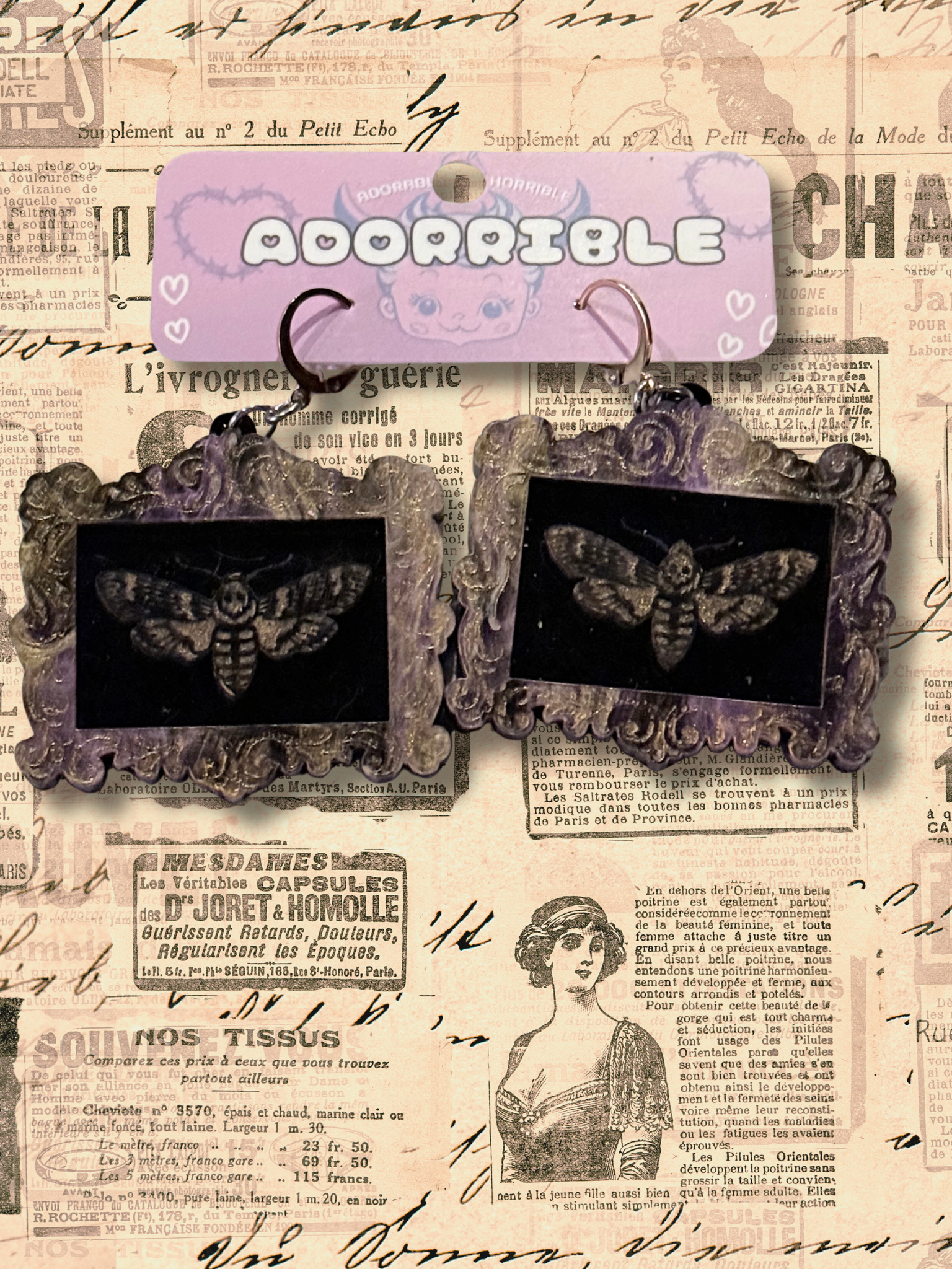 Death’s Head Moth Framed Earrings - Adorrible