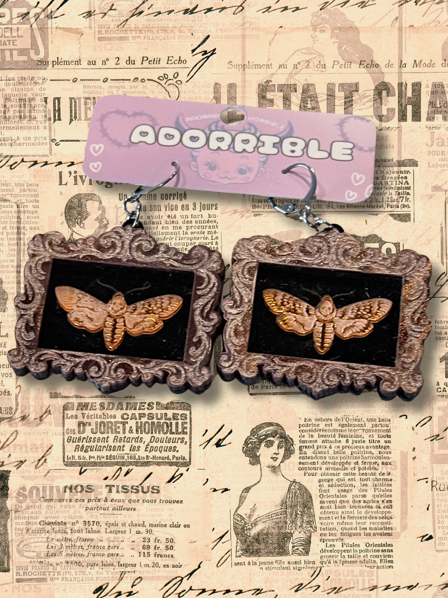 Death’s Head Moth Framed Earrings - Adorrible