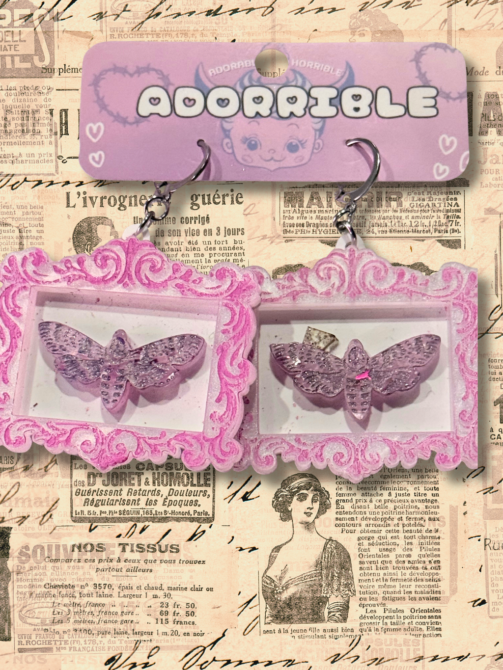 Death’s Head Moth Framed Earrings - Adorrible